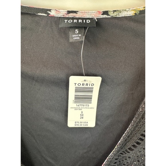 NWT Torrid Mini Gauze Lace Up Skater Dress Black Floral Print Plus Size 5 5X - Picture 14 of 15